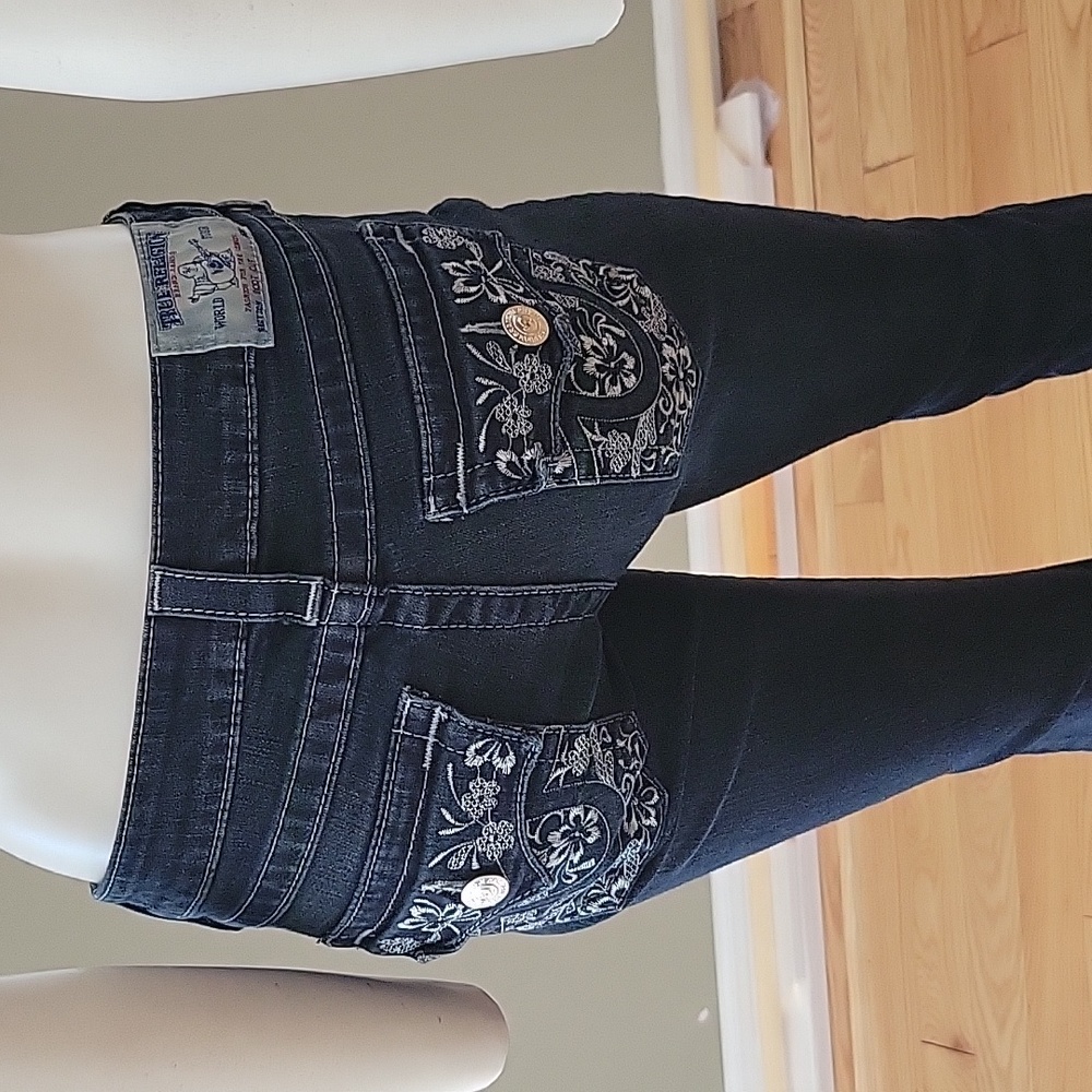 True Religion floral embroidered back pockets boot cut jean - Picture 7 of 16